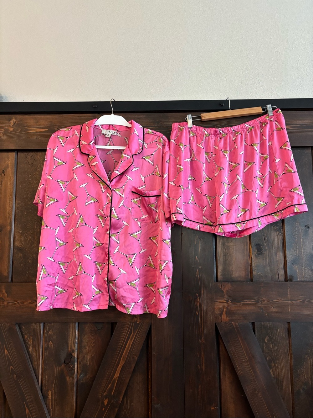 ❗️FINAL❗️Pink Martini Cocktail Print Short Pajama Set By Como Sleep - Women XL